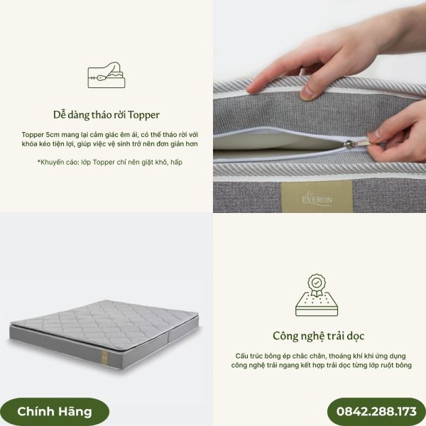 Đệm bông ép Everon TOP PLUS thoáng khí
