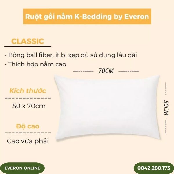 ruột gối nằm kbedding everon kháng khuẩn thoáng mát