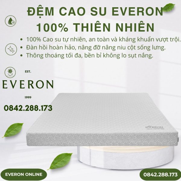 ĐỆM CAO SU THIÊN NHIÊN EVERON 100% THIÊN NHIÊN TỰ NHIÊN EVERPIA