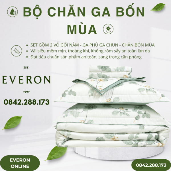 EPTMC27022 - EVERON CHÍNH HÃNG, Thương hiệu EVERON. Bộ chăn ga bốn mùa