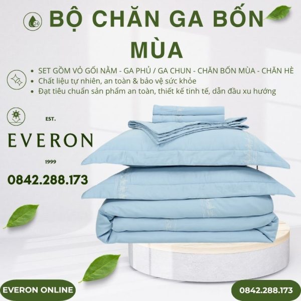 Bộ chăn ga EVERON ESB27007 Tide Bamboo BST Những mảnh êm