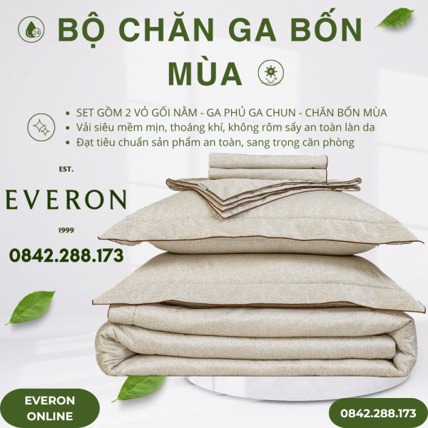 Rustic - EPTC27033 Everon chính hãng Bộ ga chun chần bốn mùa