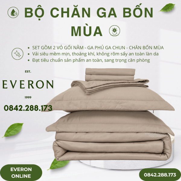 Bộ chăn ga everon pine estc27006 vải tencel blend bst mới nhất siêu sang basic
