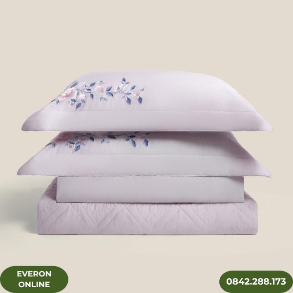 Bộ chăn ga gối cưới Everon Mẫu Đơn Tím ESTC 26003