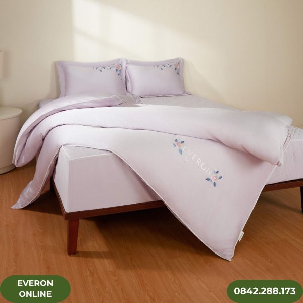 Bộ ga chun Everon ESTC 26003 Mẫu Đơn Tím thoáng mát