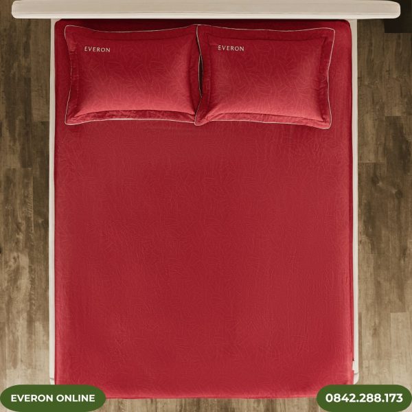 Everon EPC26016 Lá Thu Đỏ – Bộ Chăn Ga Gối Cotton Sateen Cao Cấp