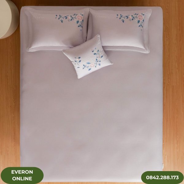 Bộ chăn ga gối Tencel Everon ESTC26003 Mẫu Đơn Tím