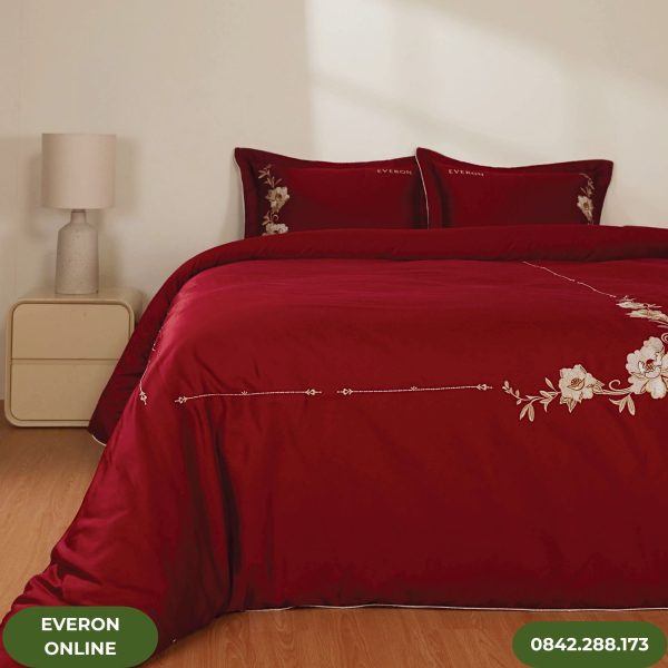 Bộ ga phủ Everon ESTC26007 Cẩm Chướng Đỏ
