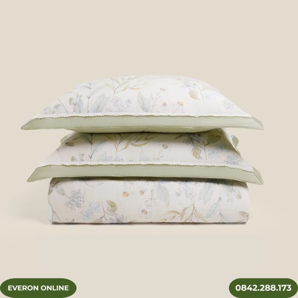 Bộ ga gối Everon EPC26014 Sách Hoa - BST Đơm Hoa