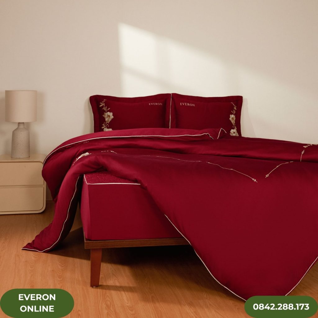 Bộ ga chun Everon ESTC26007 Cẩm Chướng Đỏ