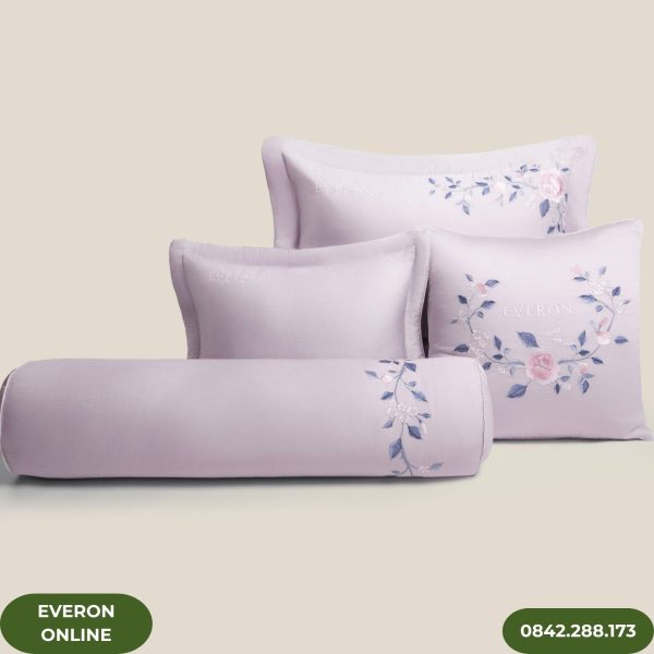 Bộ ga chun chần Everon ESTC 26003 Mẫu Đơn Tím mềm mịn
