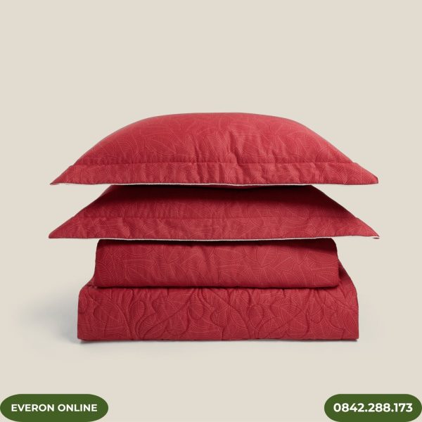 Bộ Chăn Ga Gối Everon EPC26016 Tone Đỏ Mùa Thu Ấm Cúng