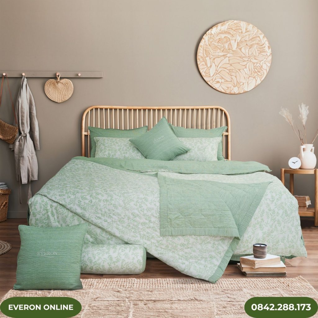 Bộ Chăn Ga Everon EPM25031 Lá Thạch Thảo Modal Cotton