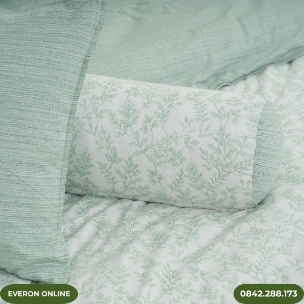 Bộ Chăn Ga Everon EPM25031 Modal Cotton MOC Lá Thạch Thảo