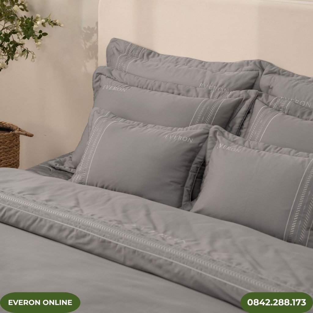 Bộ Chăn Ga Everon ESTMC27012 Pinnate Tencel Modal Cotton Gia Đình