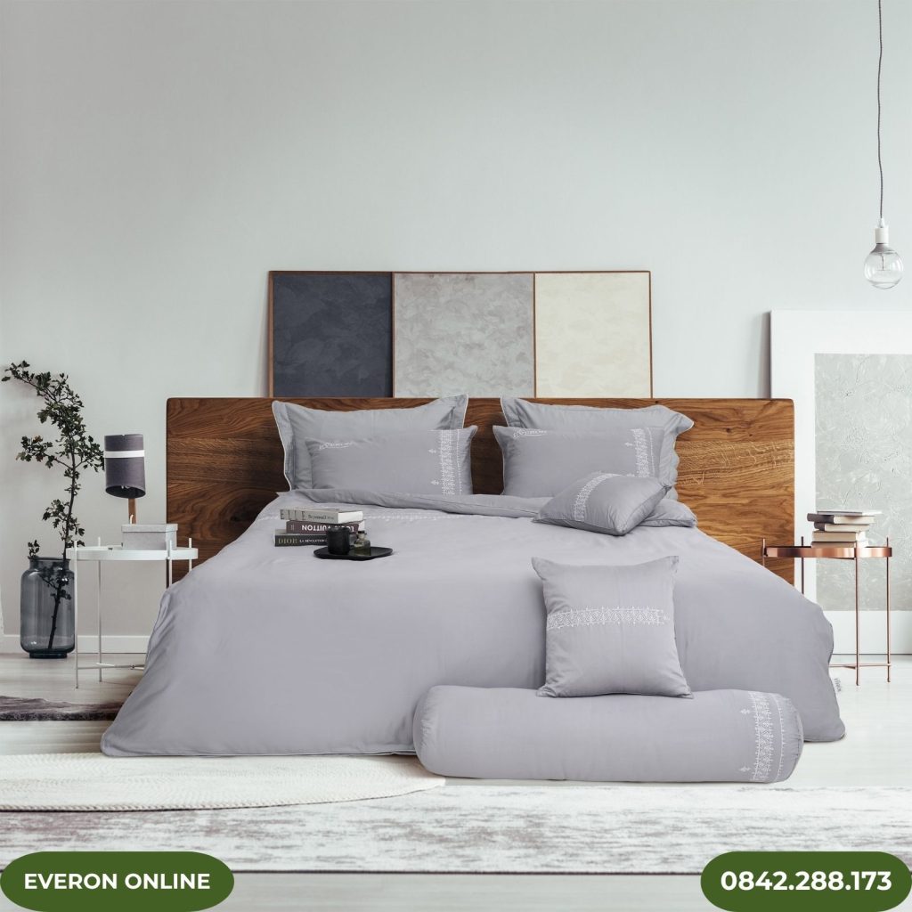 Bộ Chăn Ga Everon Nét Kiên Định EST25024 Tencel Thêu