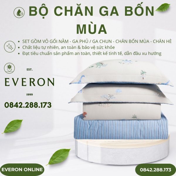 Bộ Chăn Ga Gối Everon CPC26204 Cuộc Phiêu Lưu Của Cổ Dài Ba Sừng BST Cutie