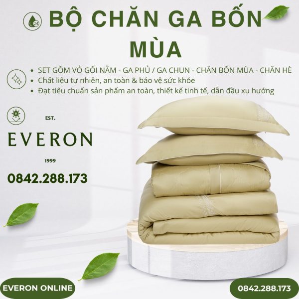 Bộ Chăn Ga Gối Everon Cánh Hoa Vàng EST25040
