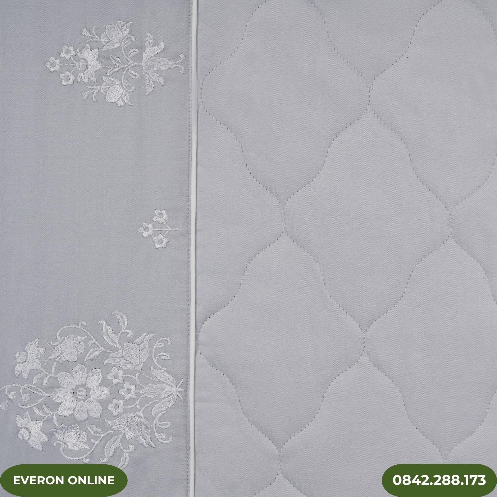 Bộ Chăn Ga Gối Everon Cao Cấp Hoa Thêu Xám Bộ Chăn Ga Gối Everon Cao Cấp Hoa Thêu Xám