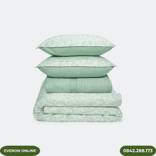 Bộ Chăn Ga Gối Everon EPM25031 Lá Thạch Thảo Modal Cotton
