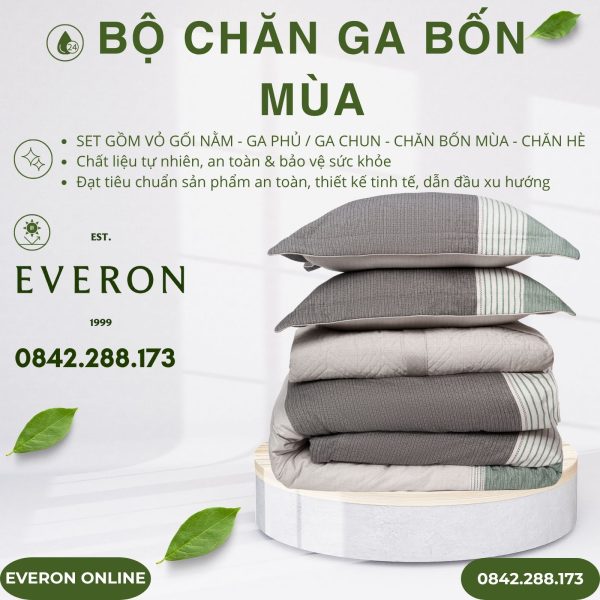 Bộ Chăn Ga Gối Everon EPM25043 Dải Màu Mạnh Mẽ Modal Cotton