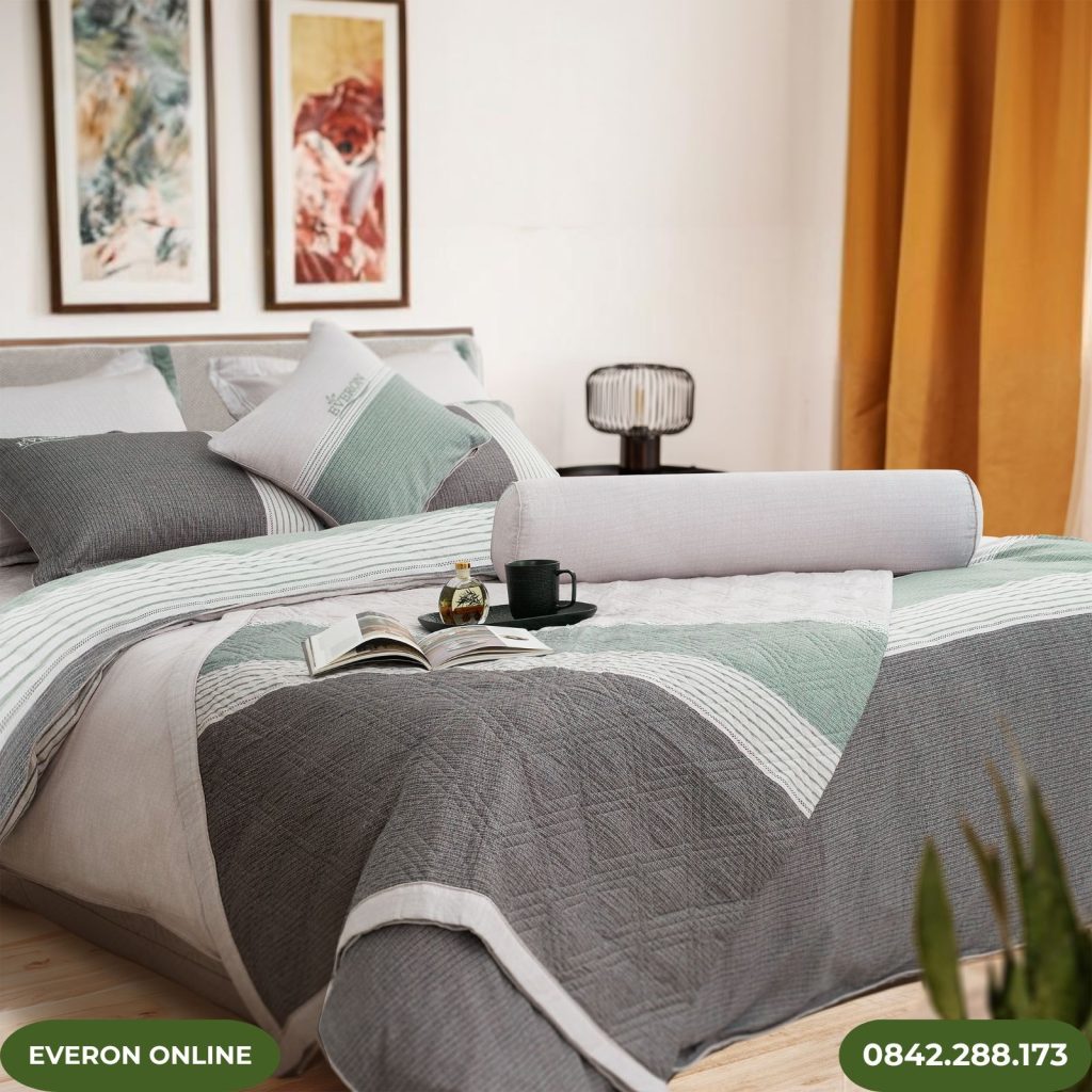 Bộ Chăn Ga Gối Everon EPM25043 Modal Cotton Dải Màu Mạnh Mẽ