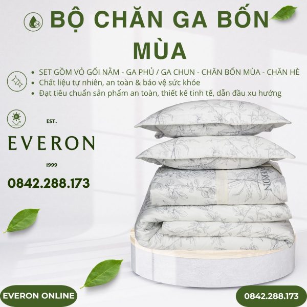 Bộ Chăn Ga Gối Everon EPTC25036 Vườn Tươi Tốt Chính Hãng