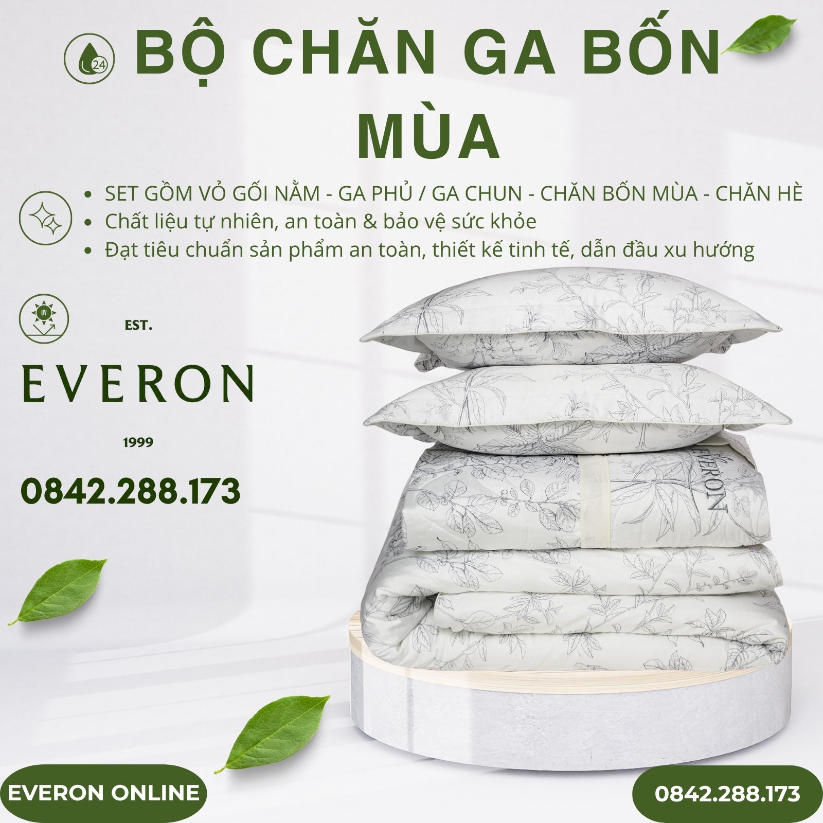 Bộ Chăn Ga Gối Everon EPTC25036 Vườn Tươi Tốt Chính Hãng Bộ Chăn Ga Gối Everon EPTC25036 Vườn Tươi Tốt Chính Hãng