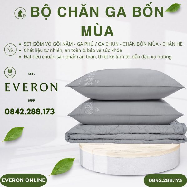 Bộ Chăn Ga Gối Everon EST25024 Nét Kiên Định Tencel