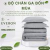 Bộ Chăn Ga Gối Everon Hoa Thêu Xám EST25042