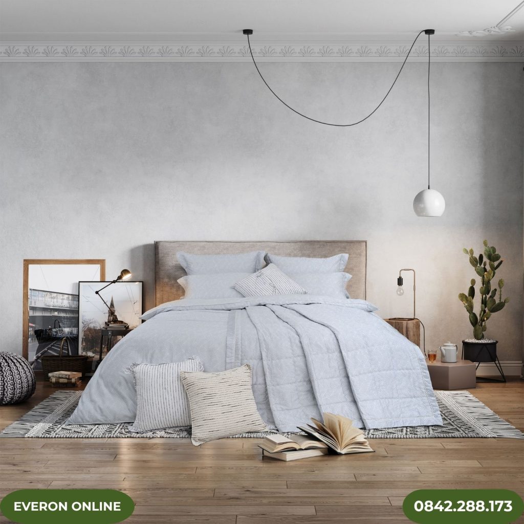 Bộ Chăn Ga Gối Everon Kỷ Hà Xám Tencel Blend EPTC25037