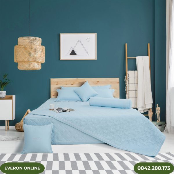 Bộ Chăn Ga Gối Everon Làn Nước Xanh EST25034
