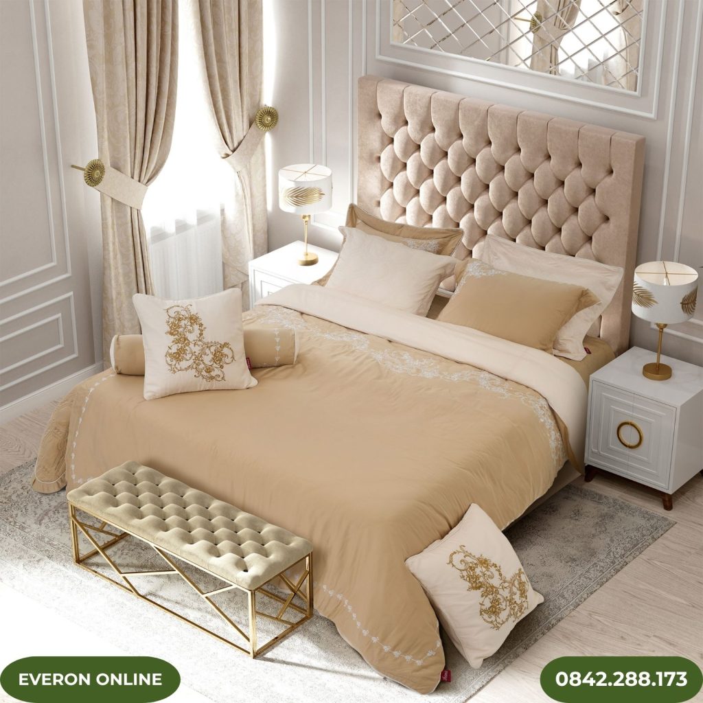 Bộ Chăn Ga Gối Everon Màu Be ASHM25102