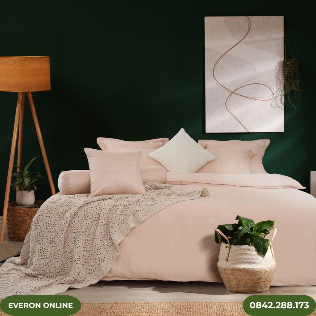 Bộ Chăn Ga Gối Tencel Cao Cấp Everon EST25022 Khóm Hoa Rung Động