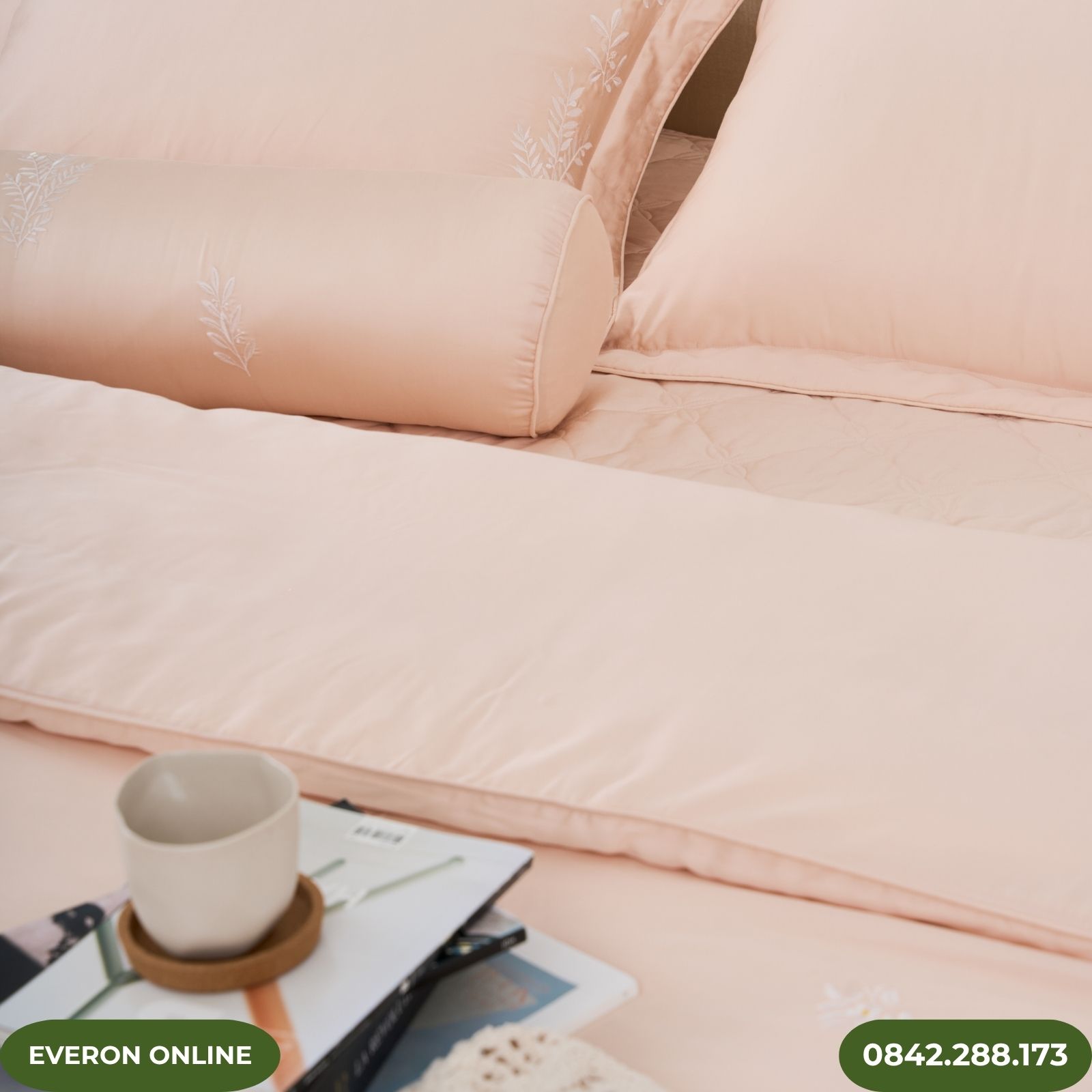 Bộ Chăn Ga Gối Tencel Everon EST25022 Họa Tiết Hoa Thêu Bộ Chăn Ga Gối Tencel Everon EST25022 Họa Tiết Hoa Thêu