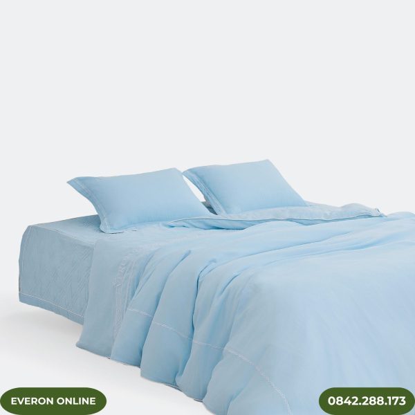 Bộ Chăn Ga Tencel Everon Làn Nước Xanh