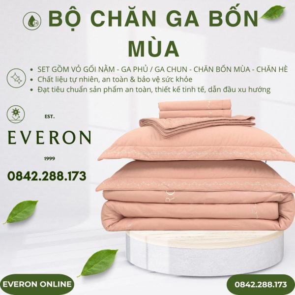 Bộ chăn ga EVERON ESMOC27008 Blush Modal Cotton BST Những mảnh êm