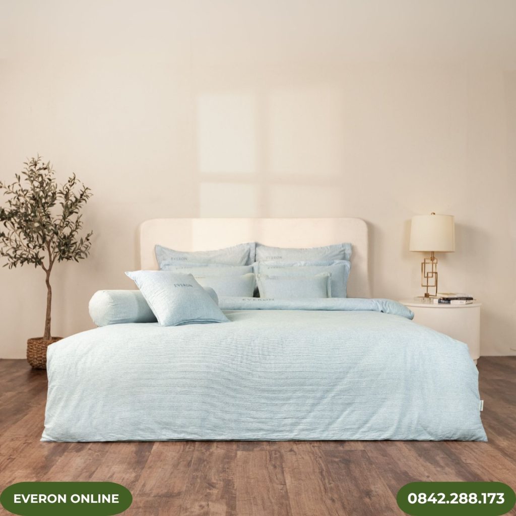 Bộ chăn ga Everon Coastal xanh dịu Tencel Blend