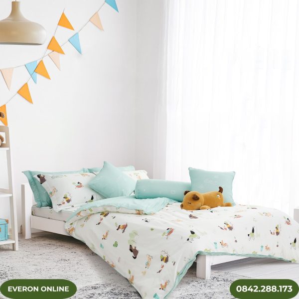 Bộ chăn ga Everon Cún Thân Thiện CPC25201 Cotton cho bé