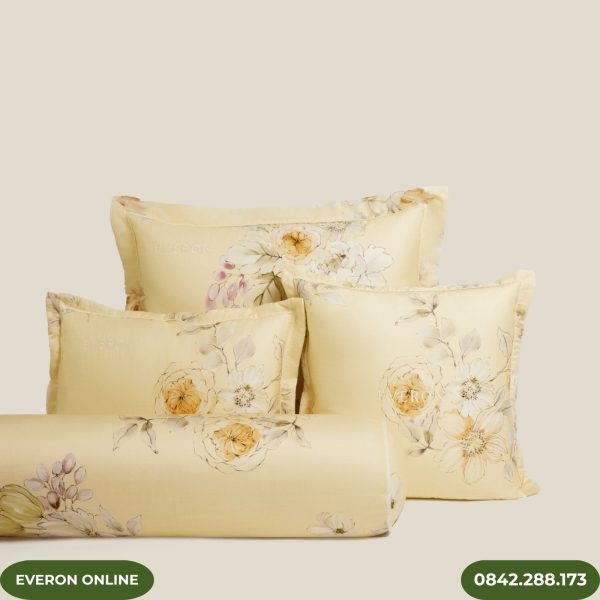 Bộ chăn ga cưới Everon EPTC26018 Muôn Hoa Vàng Tencel