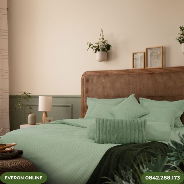 Bộ chăn ga gối Everon Bamboo màu xanh EPBC25025