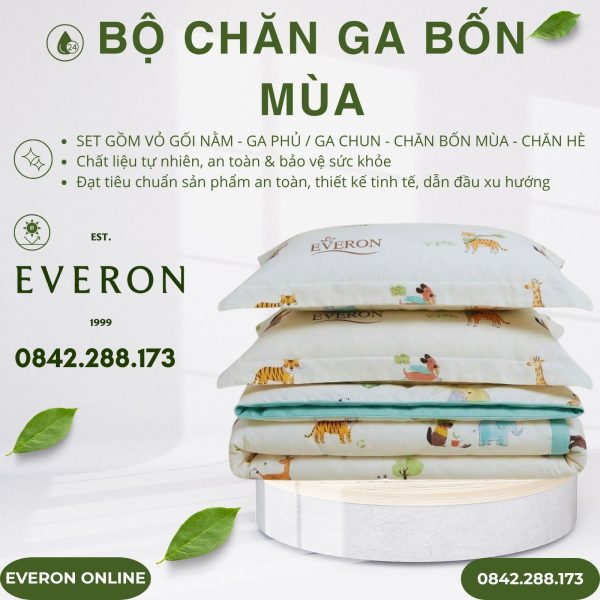 Bộ chăn ga gối Everon CPC25201 Cún Thân Thiện Cotton BST Cutie