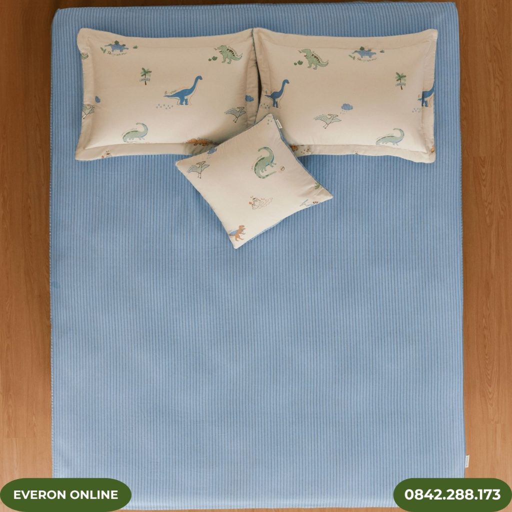 Bộ chăn ga gối Everon CPC26204 Cotton khủng long