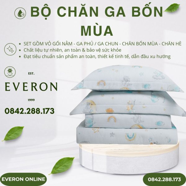 Bộ chăn ga gối Everon CPT26201 Vườn Thú Trên Mây