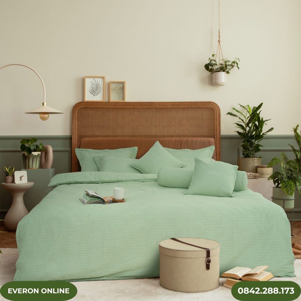 Bộ chăn ga gối Everon Cánh Rừng Hy Vọng màu xanh