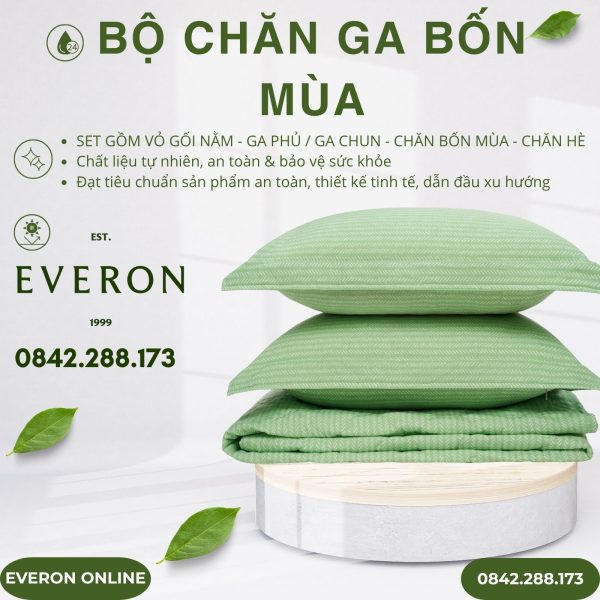 Bộ chăn ga gối Everon EPBC25025 Cánh Rừng Hy Vọng Bamboo