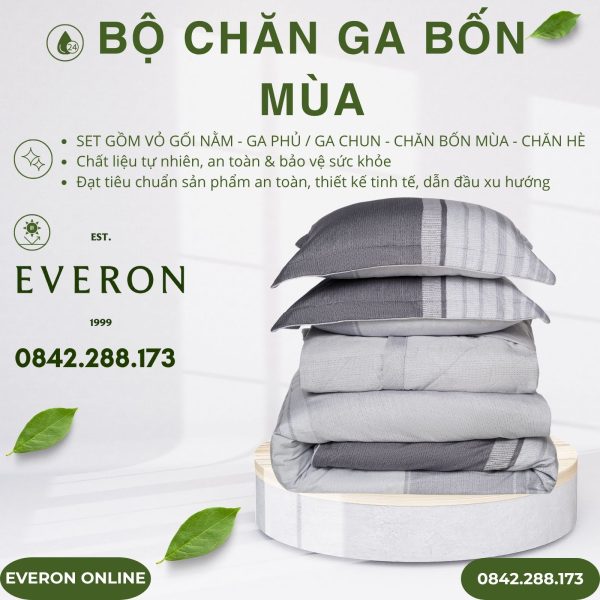 Bộ chăn ga gối Everon EPM25039 Kẻ Giao Thoa
