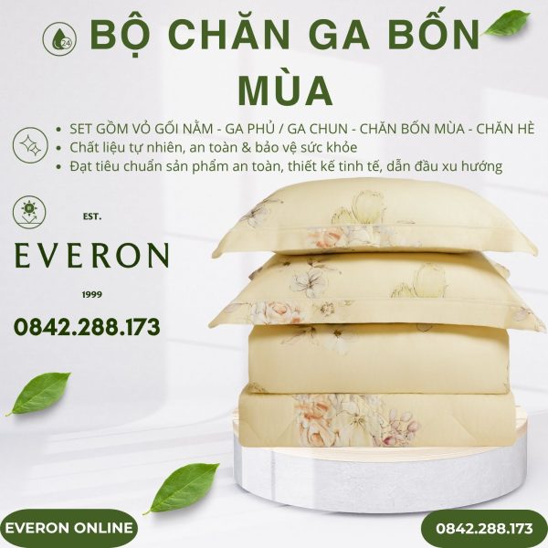 Bộ chăn ga gối Everon EPTC26018 Muôn Hoa Vàng