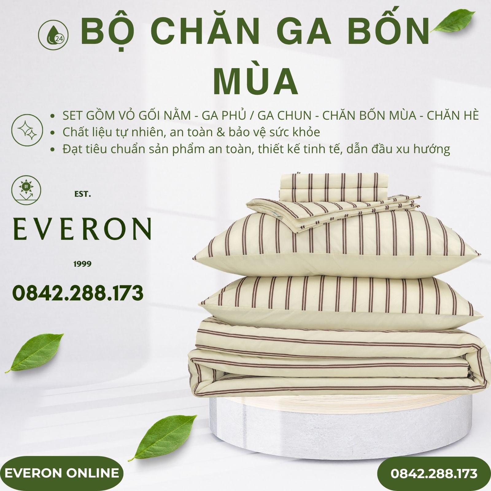 Bộ chăn ga gối Everon Linear EPC27031 Cotton cao cấp Bộ chăn ga gối Everon Linear EPC27031 Cotton cao cấp