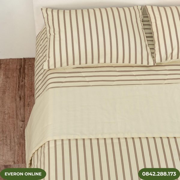 Bộ chăn ga gối Everon Linear EPC27031 màu be thanh lịch